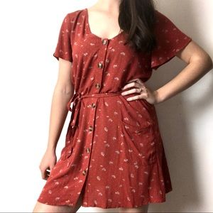 American Eagle | Red Floral Dress